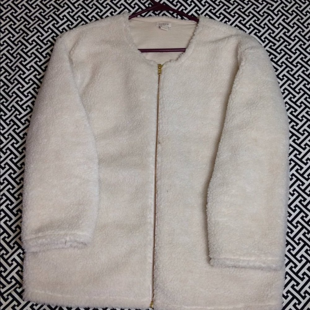 J CREW Factory sherpa x polar x fleece zip jacket sweater
